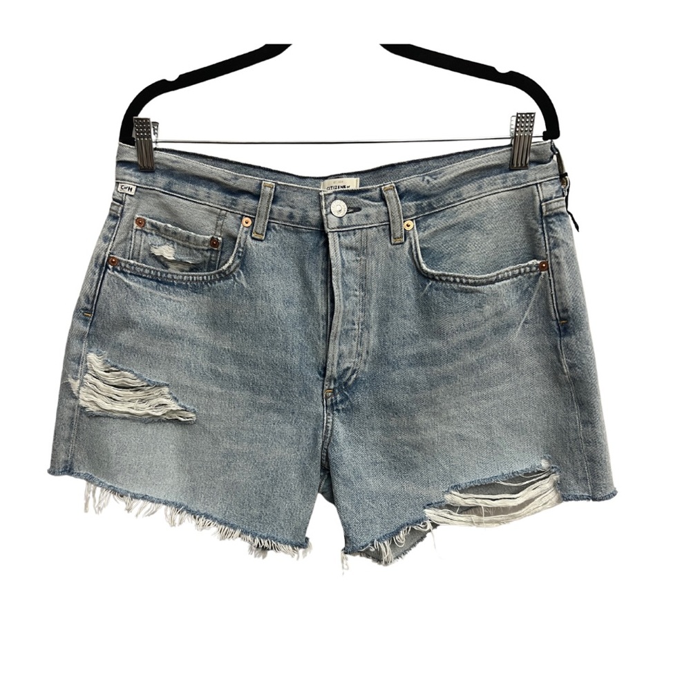 Citizens Of Humanity Light Blue Distressed Denim Jean Shorts